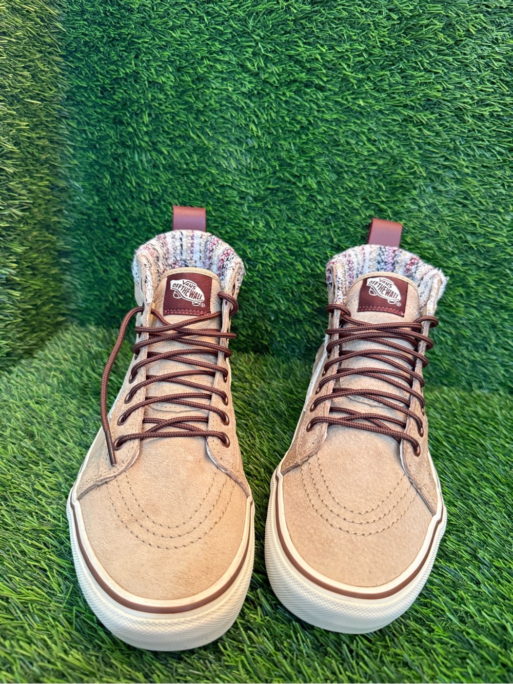 Vans unisex SK8 MTE Tan Suede High-Top - Patterned Collar m 7.5. Women 9.0